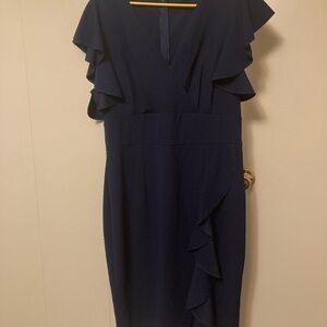 Elegant Navy Blue Ruffle Dress